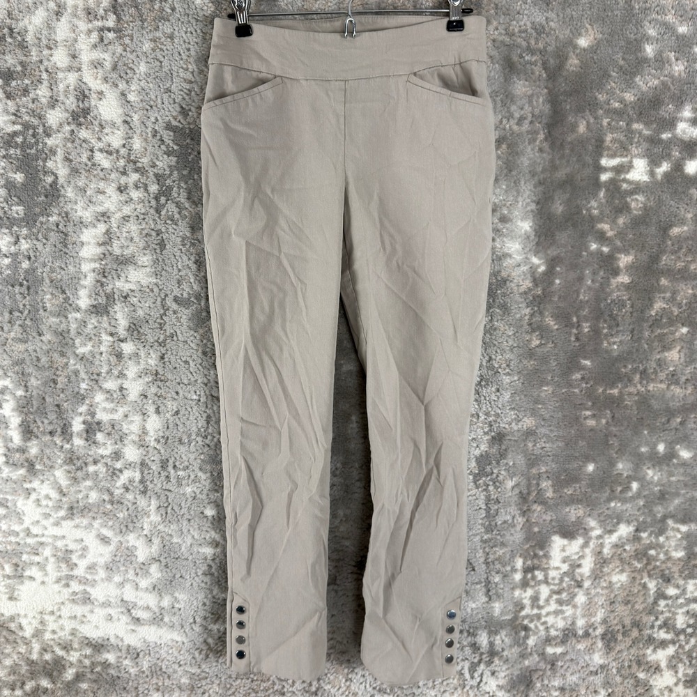 Chico's Size 0 US 4 Perfect Stretch Button Hem Ankle Pull On Pants Tan N/A Women
